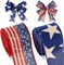 2 Rolls 20 Yard Patriotic Day Ribbon 4th of July Wreath Ribbon Stars and Stripes Vintage Wired Bow Red White Blue American Flag Wreath